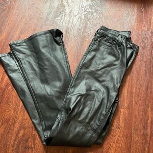Edikted Black Flare & Wide Leg Leather Pants